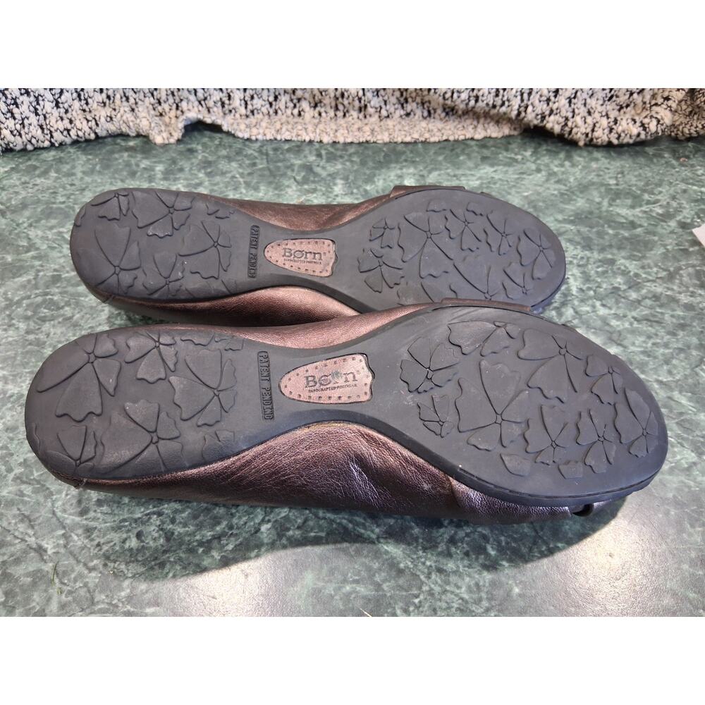 Born Lilly Metallic Bronze Leather Ballet Flats Womens Sz 8 Slide On Twist Knot - Picture 8 of 13
